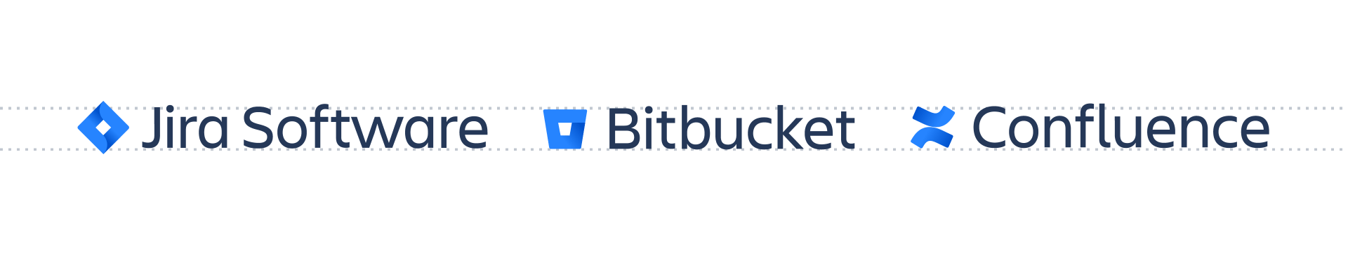Product logo horizontal alignment for Jira Software, Bitbucket and Confluence.