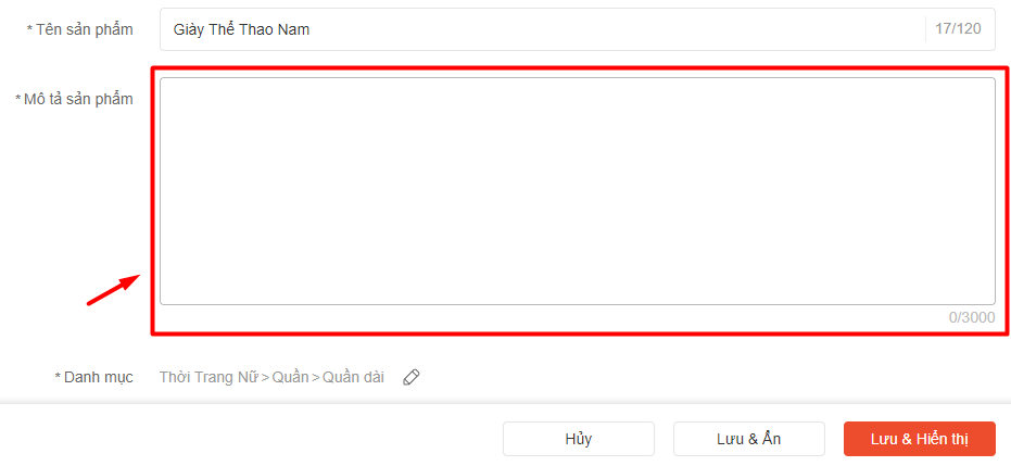 Viết mô tả sản phẩm