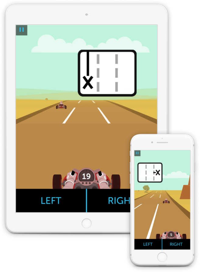 In Highway Hazards, you quickly dodge obstacles in a race through the desert — tumbleweeds, other drivers, and more. <br/> <br/> These rapid maneuvers challenge your information processing skills: your ability to process and analyze incoming information.