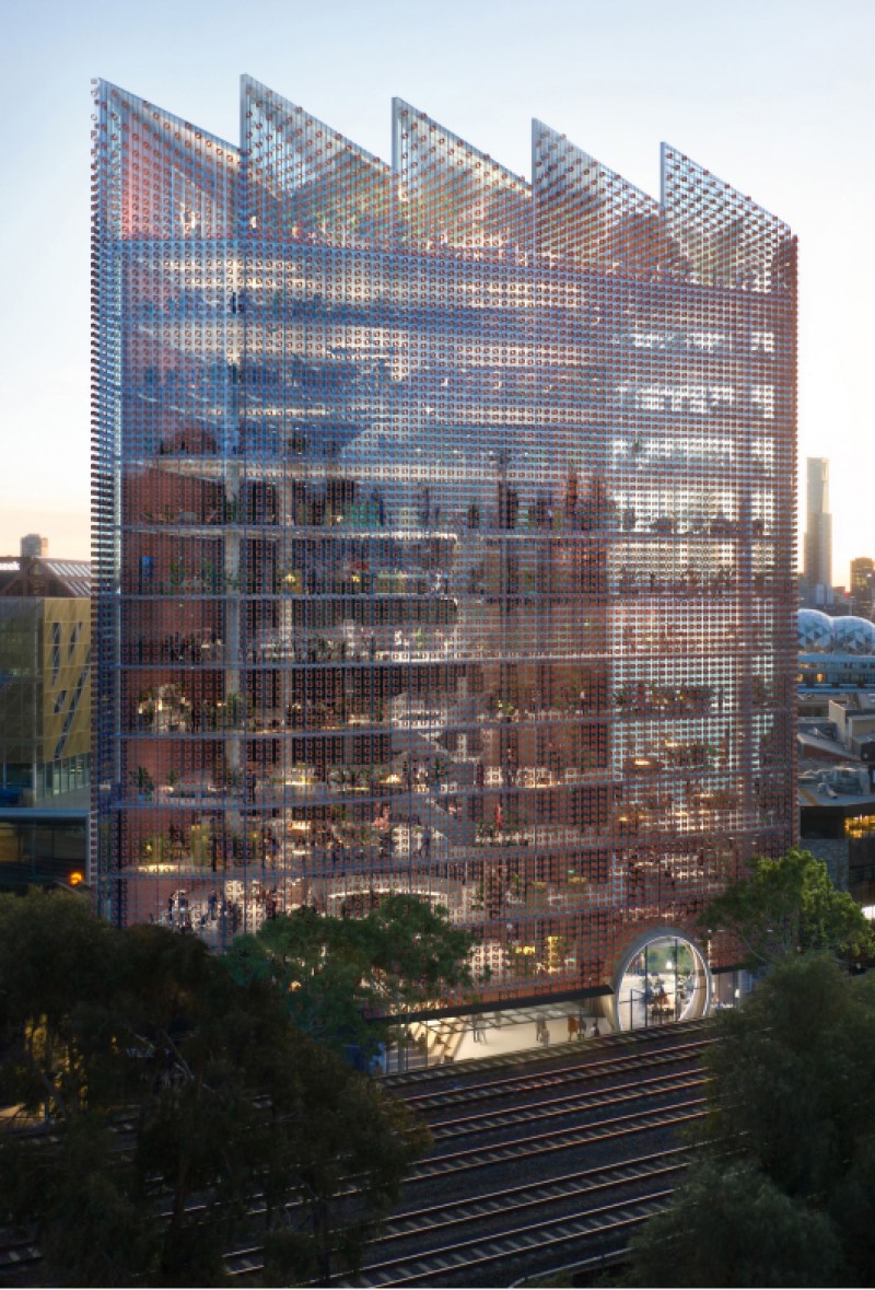 Hassell Studio's render of Matter House's first office tower which is also the first passivhaus equivalent office tower in Australia.