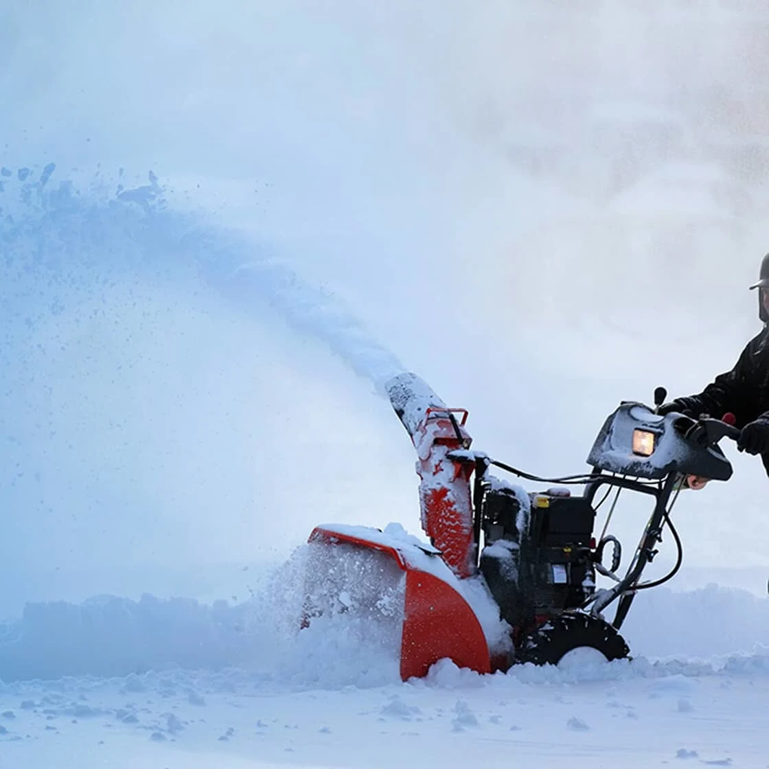 snow blower in use