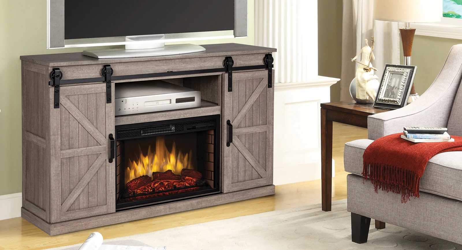 An electric fireplace