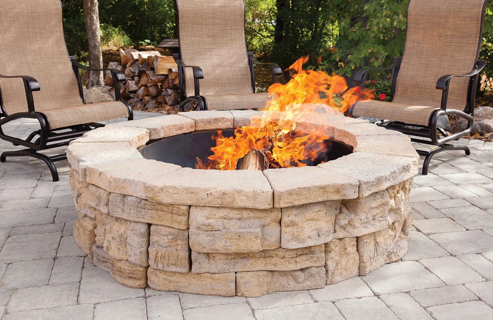 An above-ground fire pit