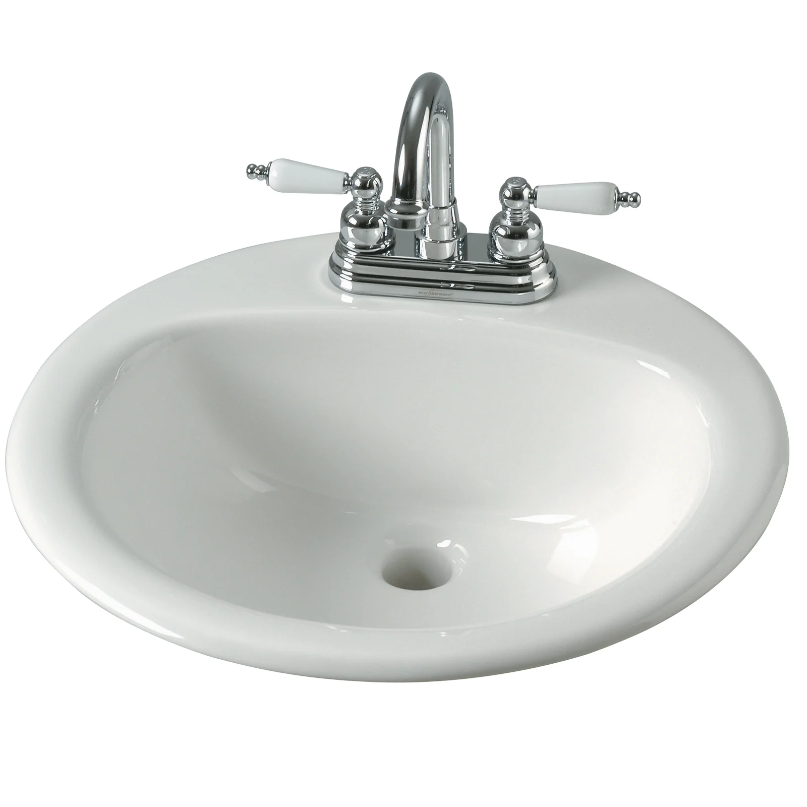 A white drop-in sink