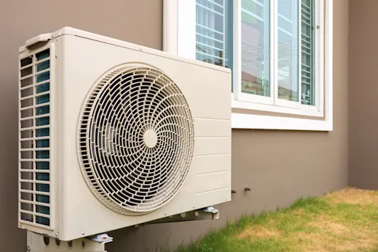 Image d’une unité de climatisation à l’extérieur d’une maison.