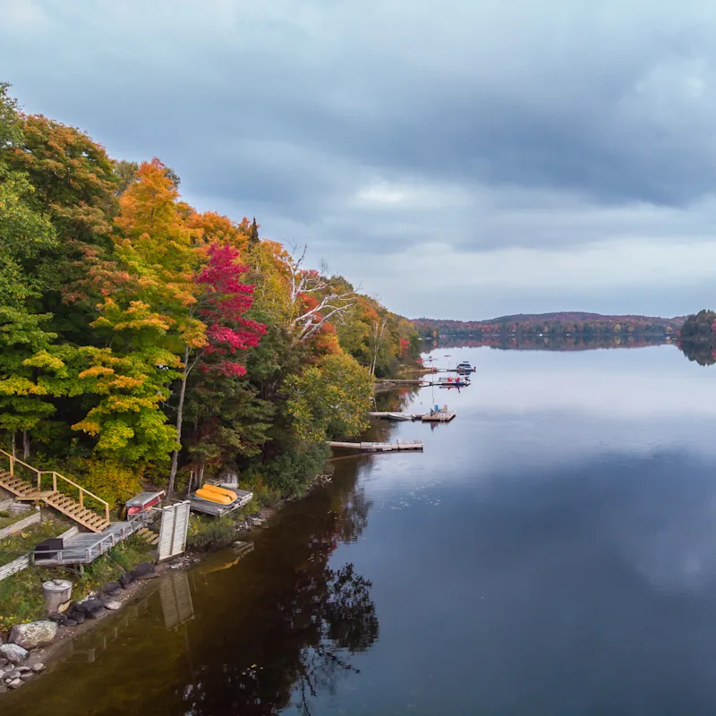 Docks along a lake