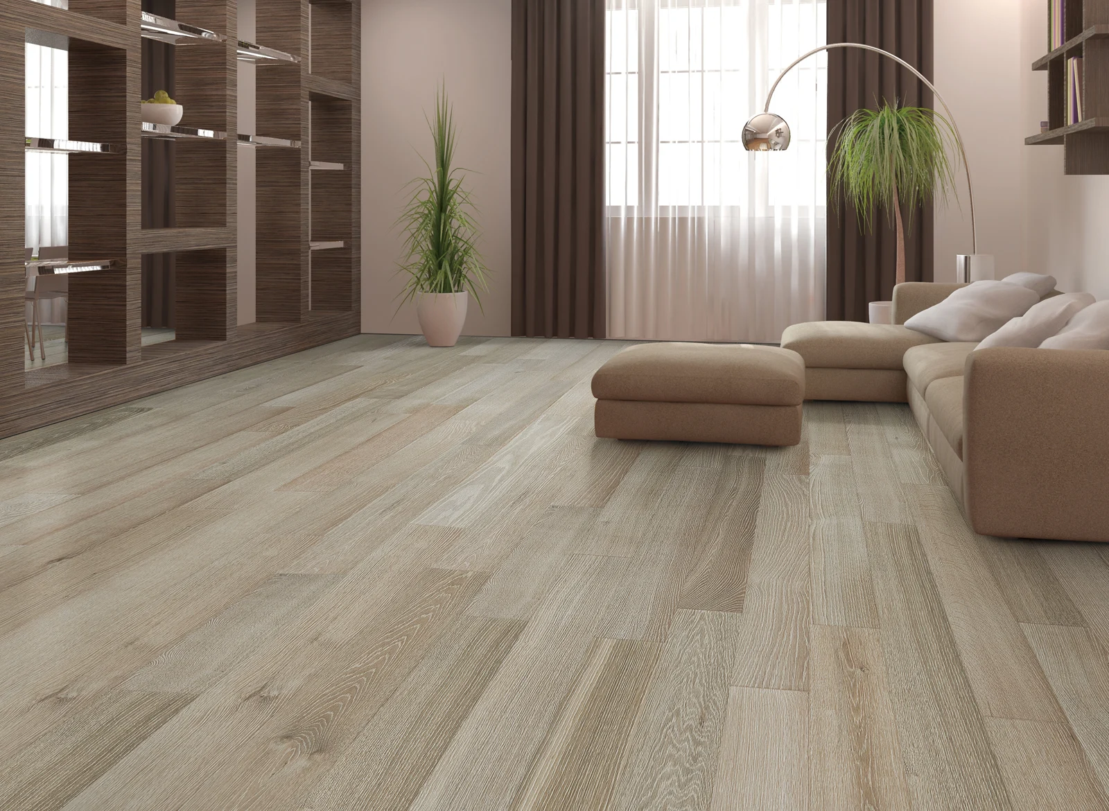 a living room with engineered hardwood flooring 