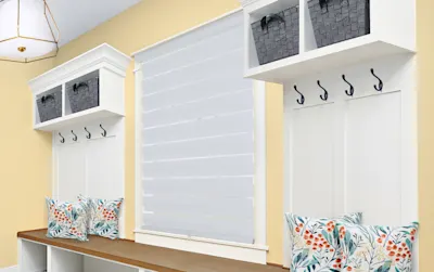 Image of window coverings in a mudroom.