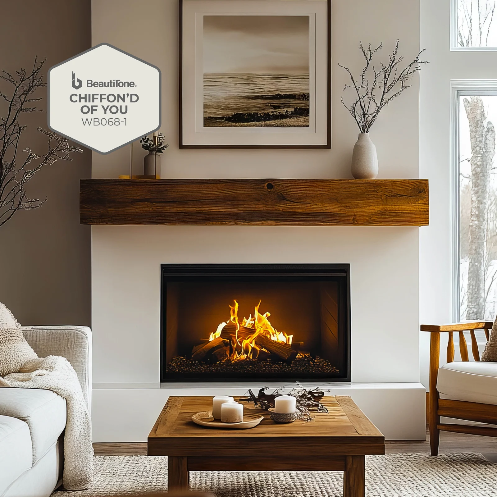 A warm, winter white paint on walls