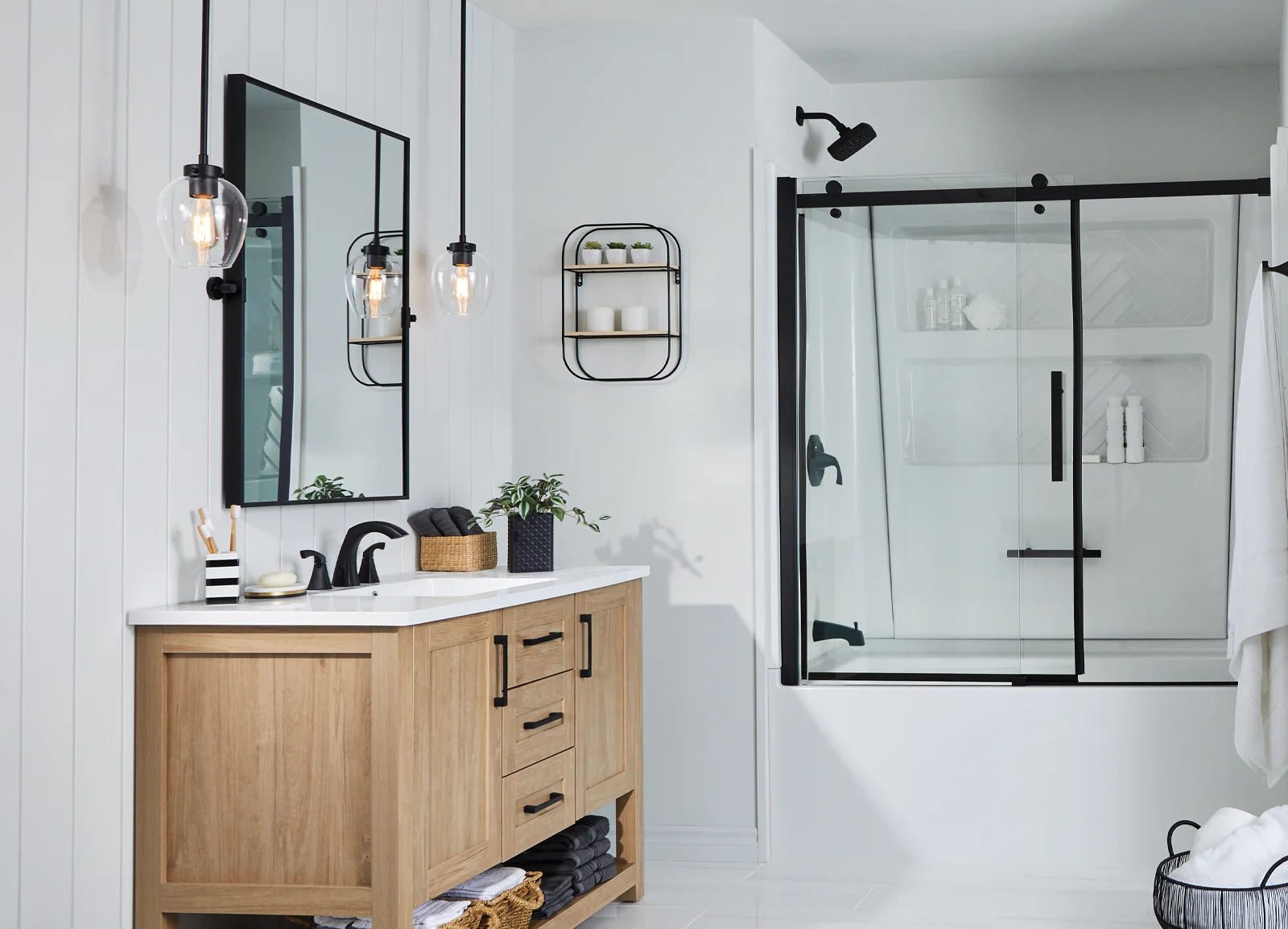 A tub shower