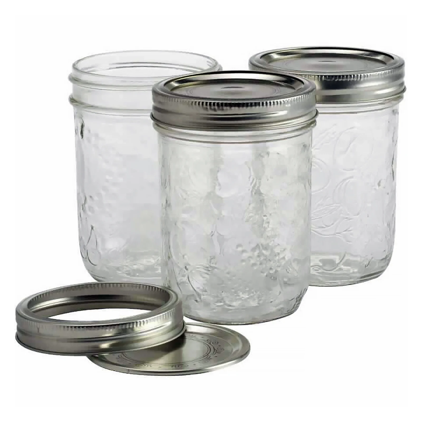 A group of canning, mason jars