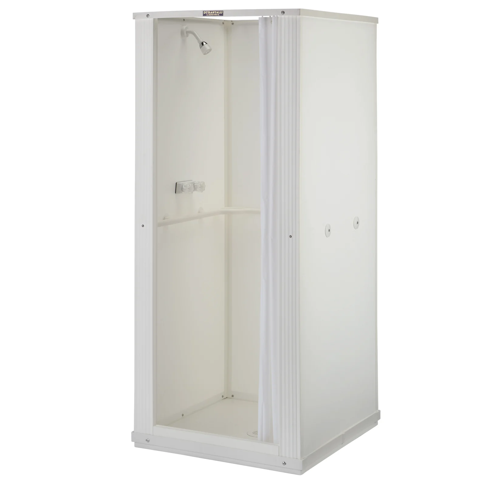 A plastic shower stall