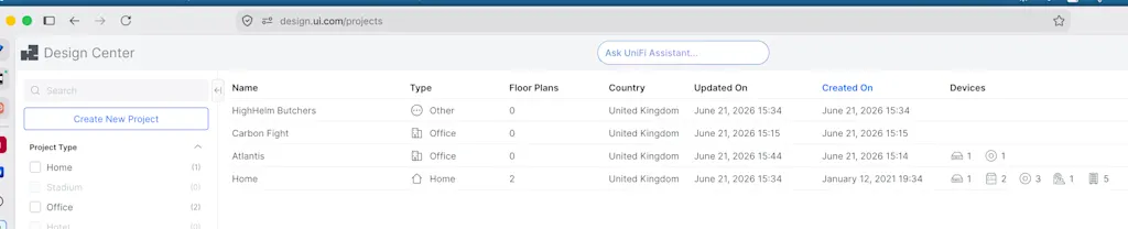 Unifi Design: Project View