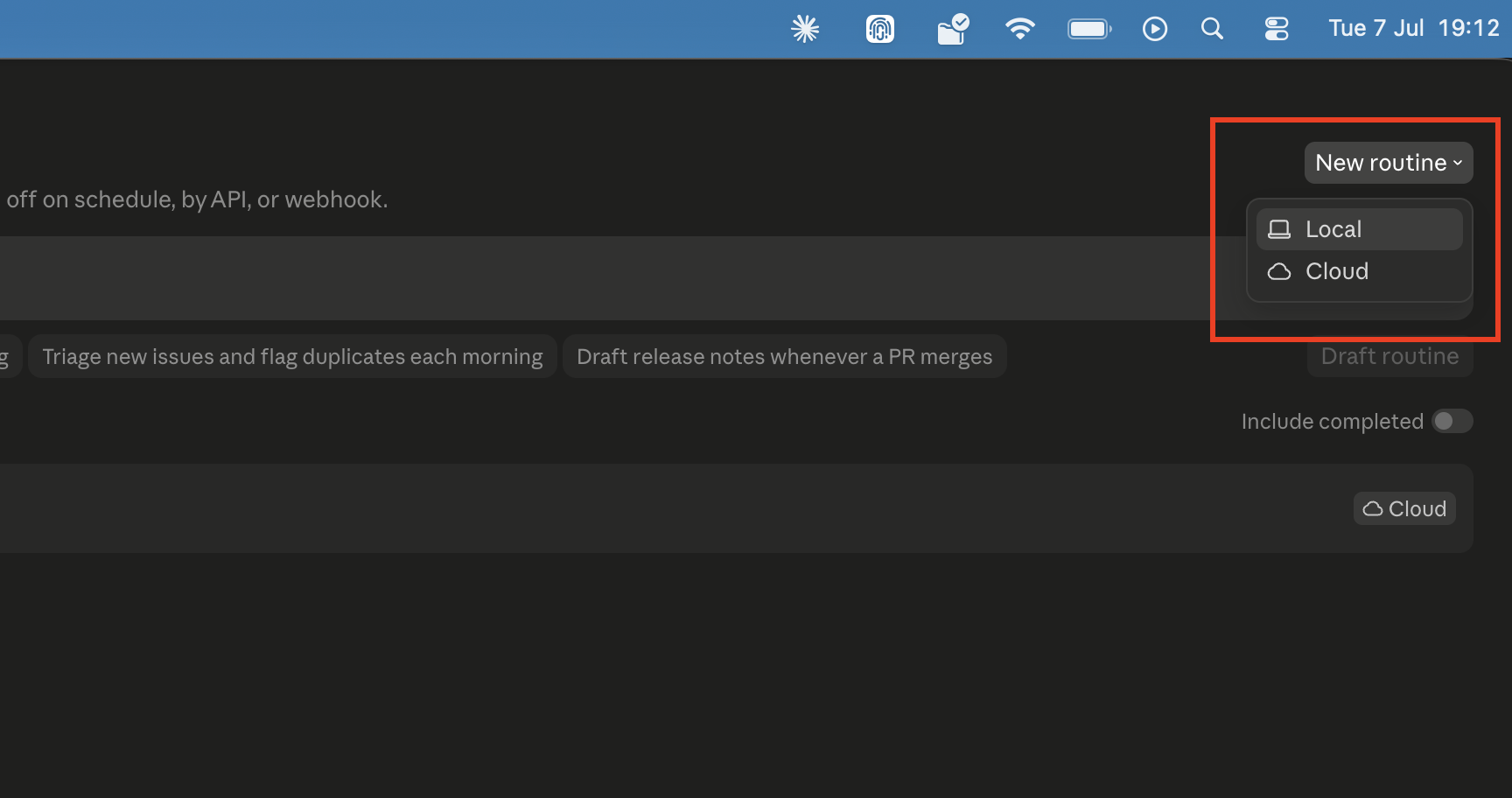 Claude Routine: Cloud instance
