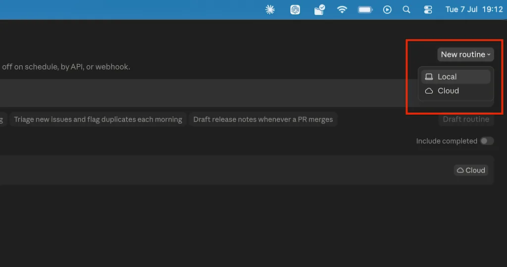 Claude Routine: Cloud instance