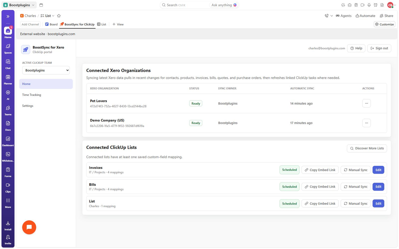Screenshot 1 for app BoostSync for ClickUp