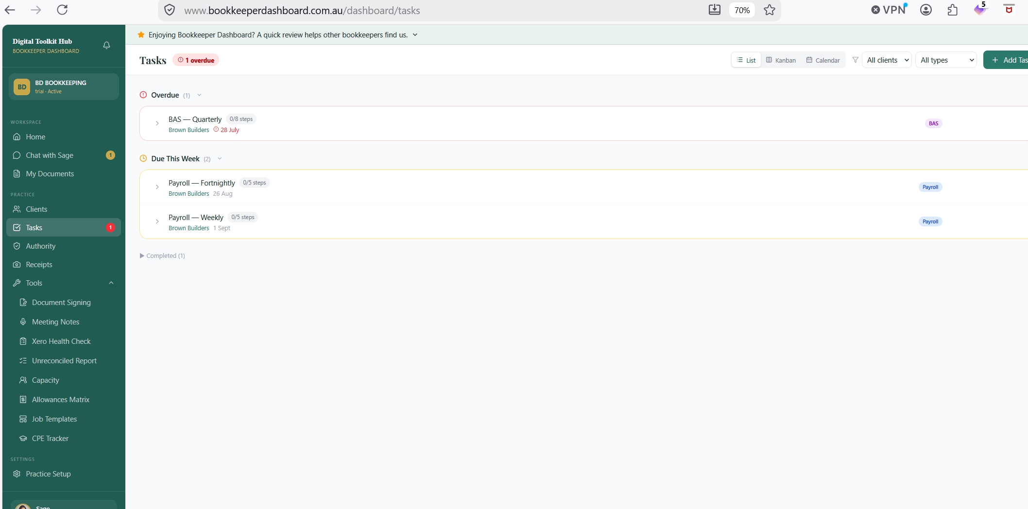 Screenshot 4 for app Bookkeeper Dashboard