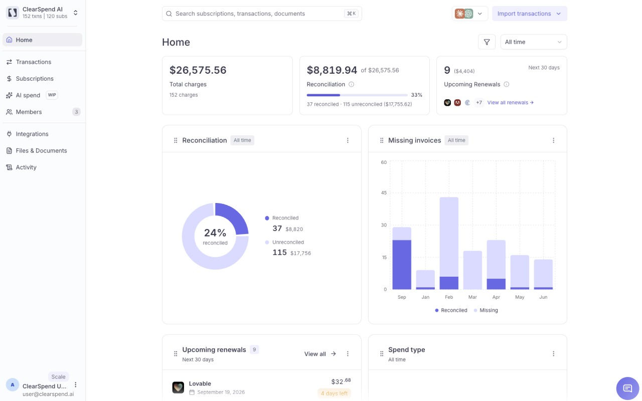 Screenshot 1 for app ClearSpend AI