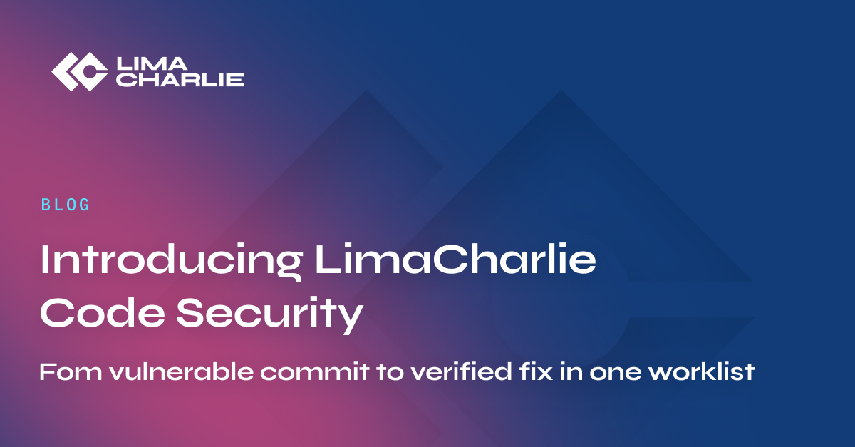 LimaCharlie Code Security launch