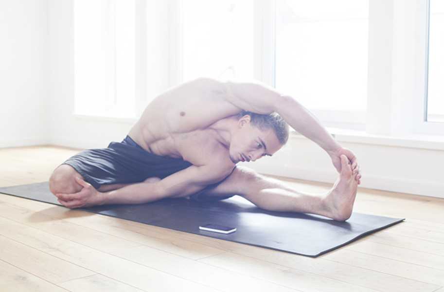Man stretching, get fit efficiently