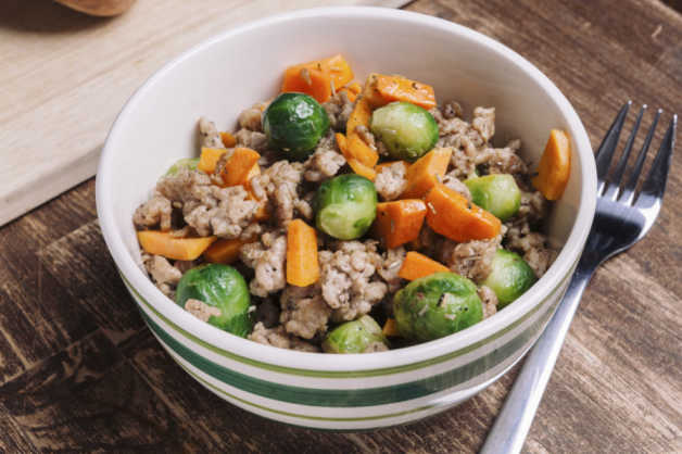 turkey hash with brussels sprouts and sweet potato