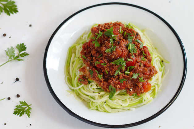 zucchini spaghetti-with ground beef