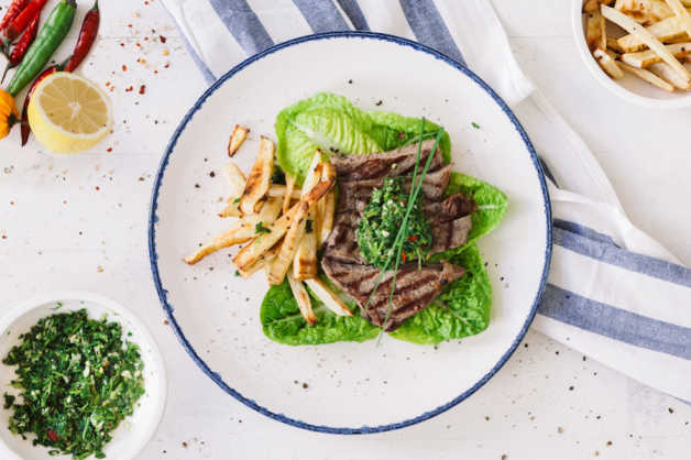 RECIPE steak with chimichurri and parsnip fries