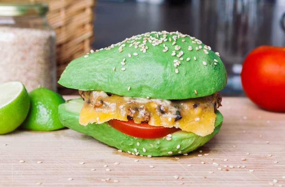 avocado and black-bean burger 