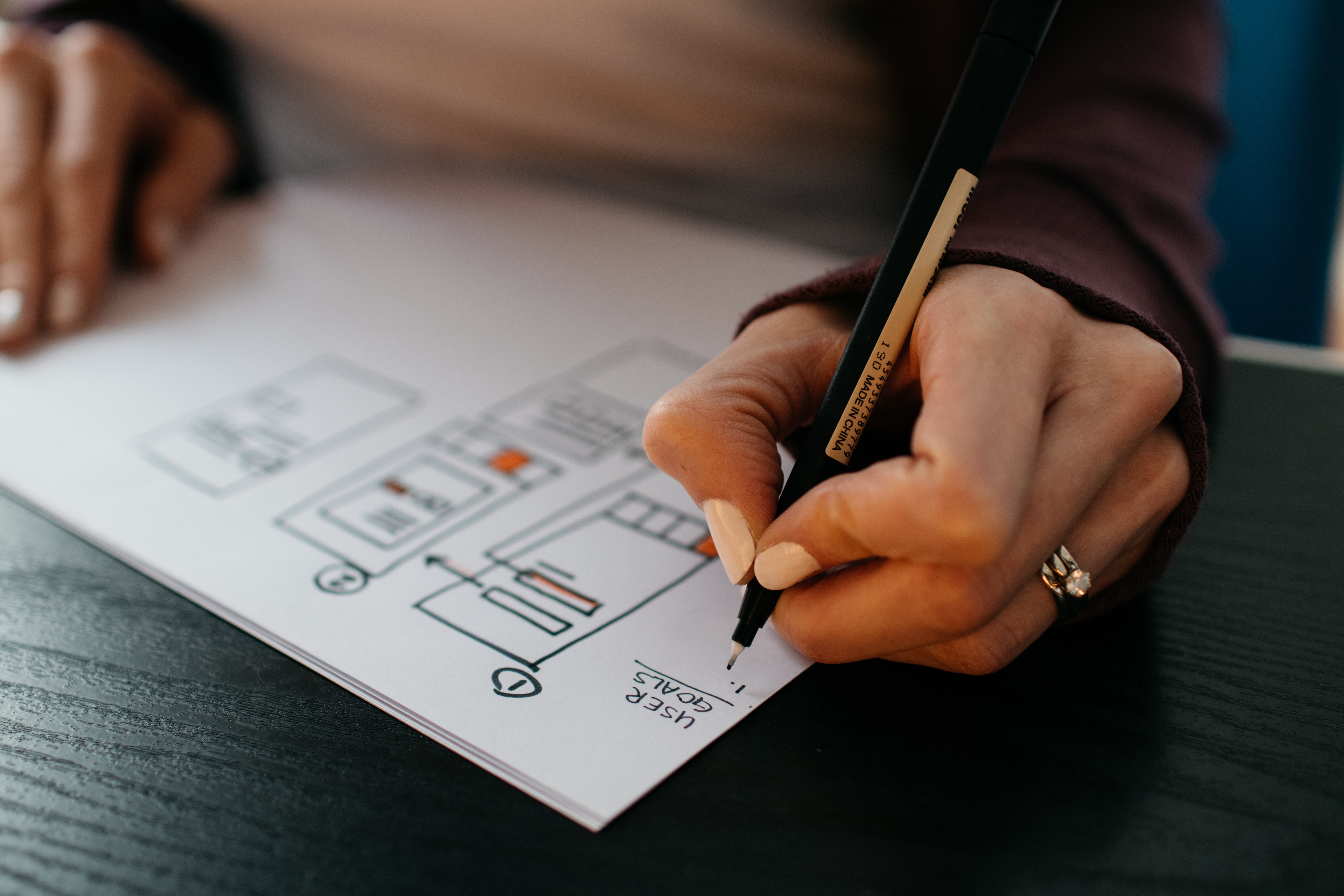 Woman drawing a wireframe by Kelly Sikkema