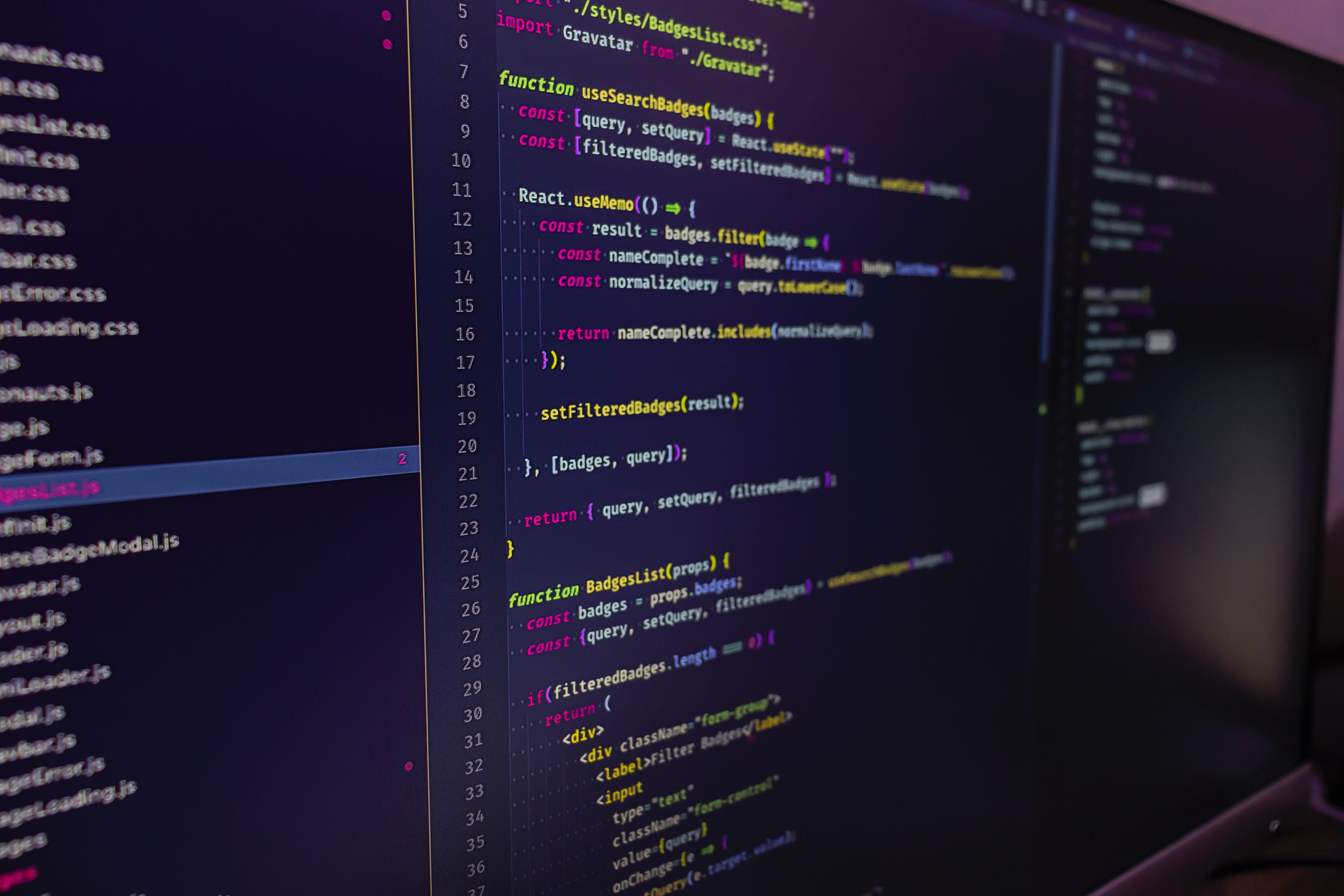 Code on a desktop computer