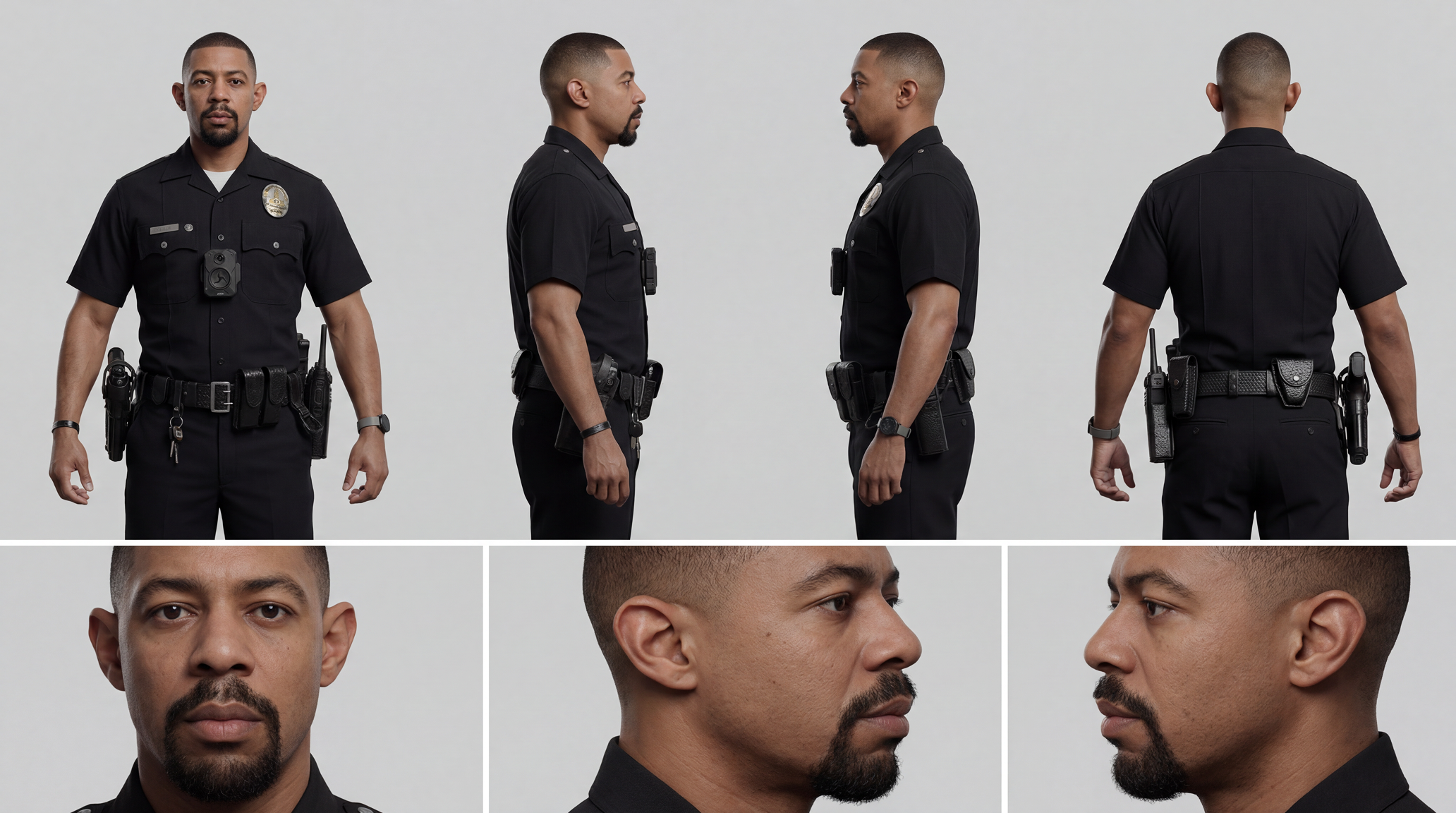 a professional character reference sheet based strictly on the uploaded reference image.