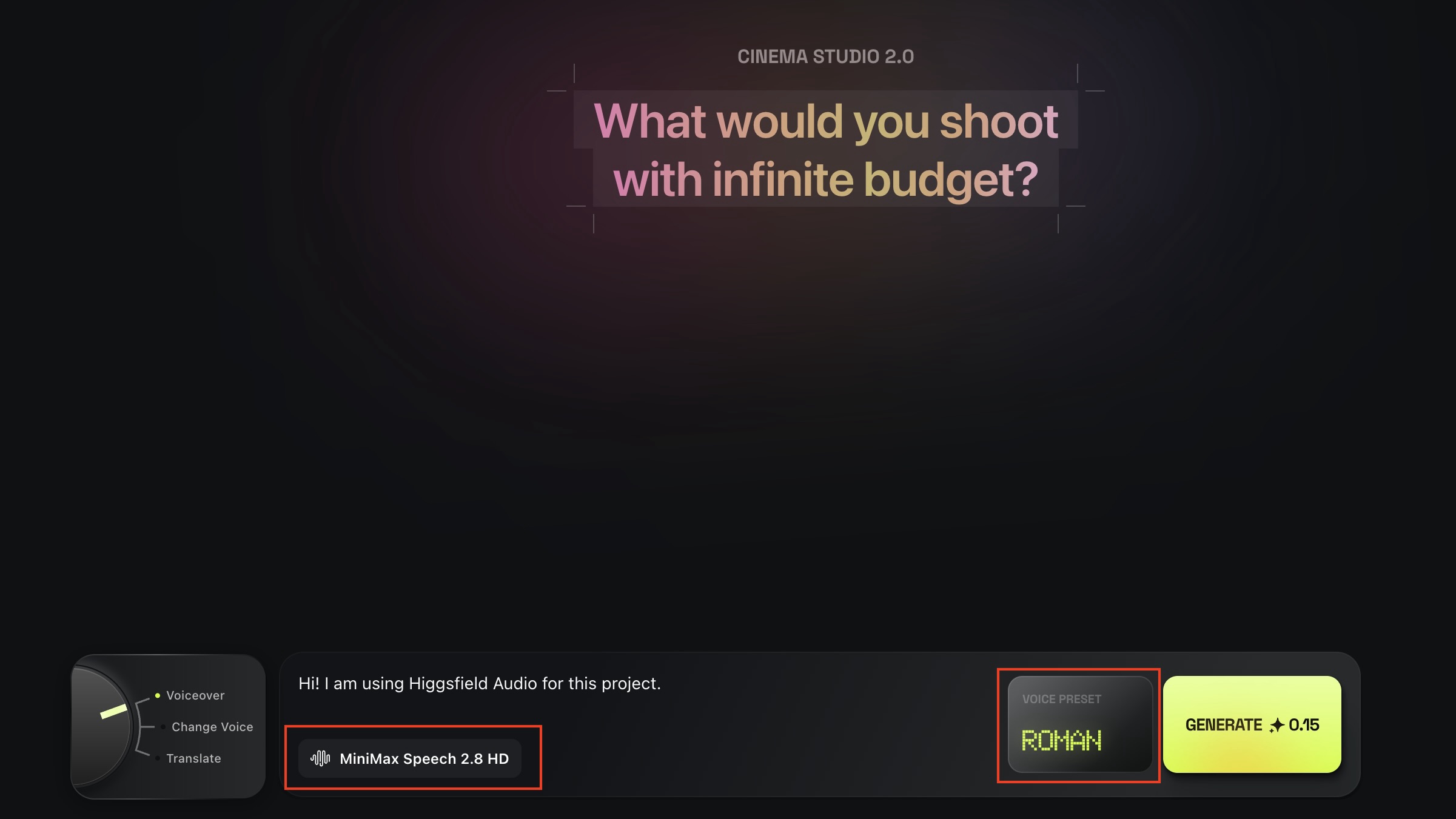 the image shows where a user can find model and preset voice selection