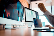 Trader monitoring stock market