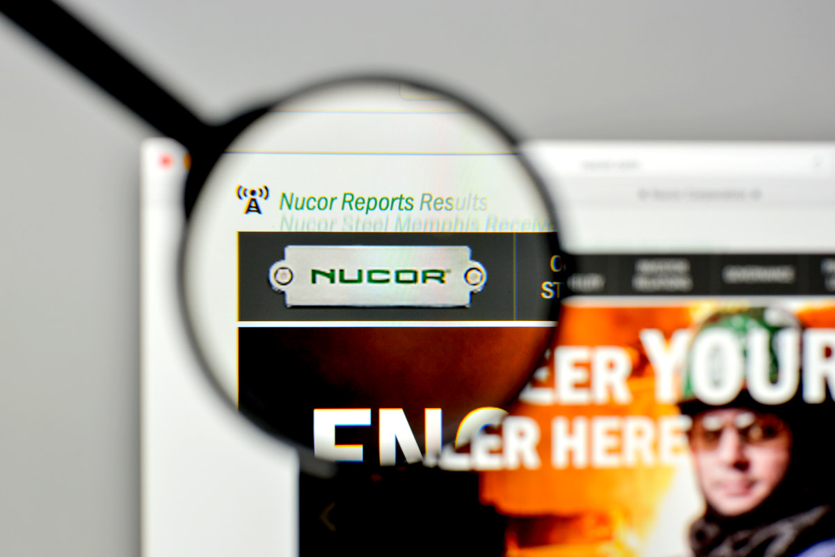 Nucor logo on the website homepage