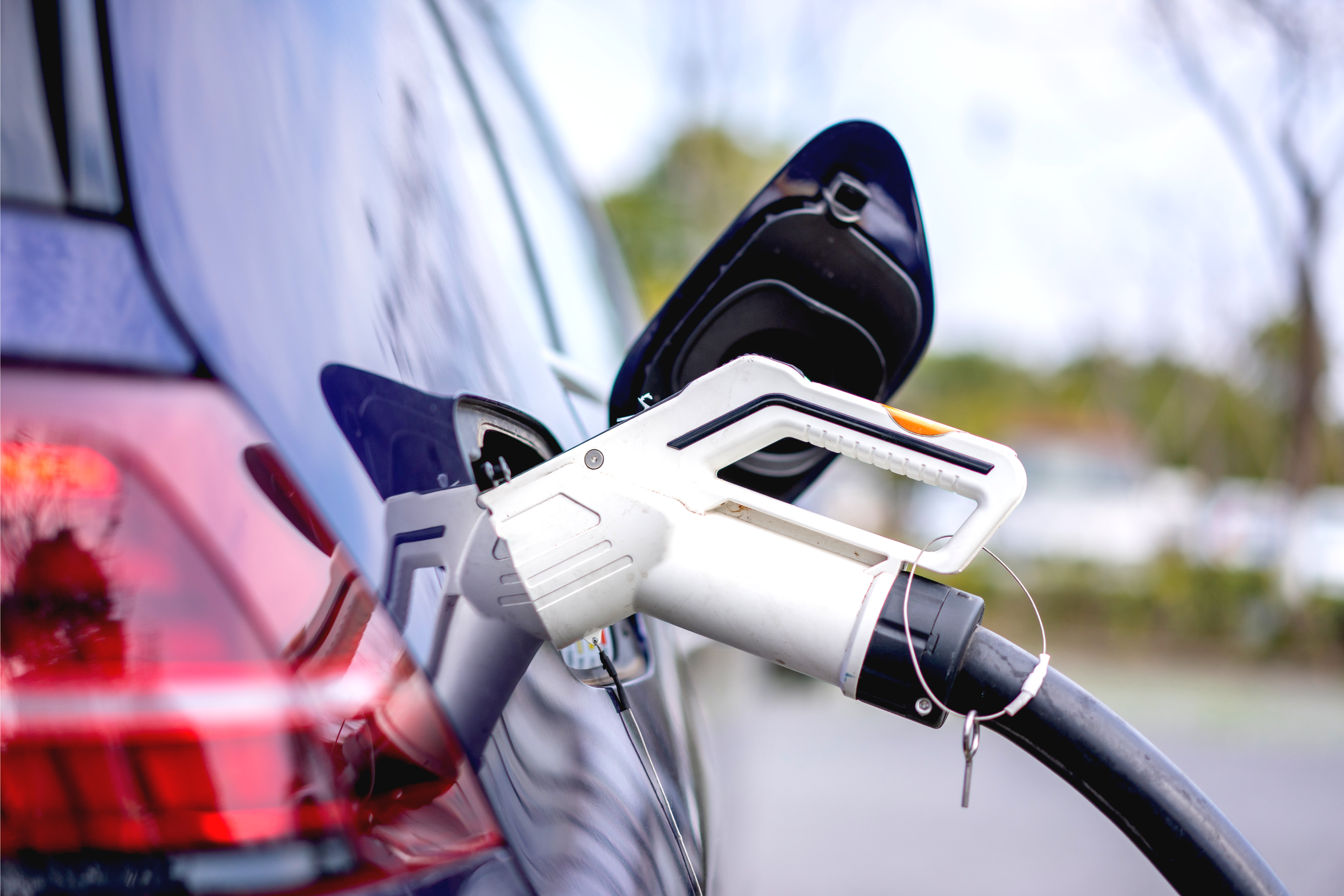 electric car charging in power station