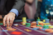 placing a bet at the casino