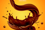 Splashing and whirl chocolate liquid