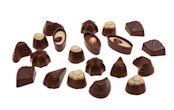 chocolate candies isolated on white background