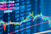 Stock market or forex trading graph and candlestick chart