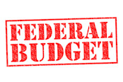 FEDERAL BUDGET red Rubber Stamp over a white background