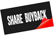 SHARE BUYBACK text written on black red sticker stamp
