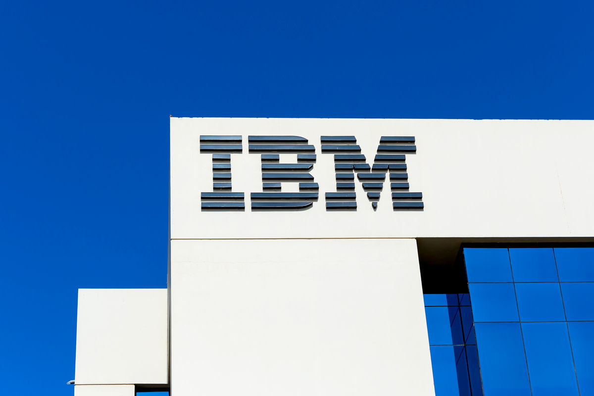 Sign of IBM on the office building