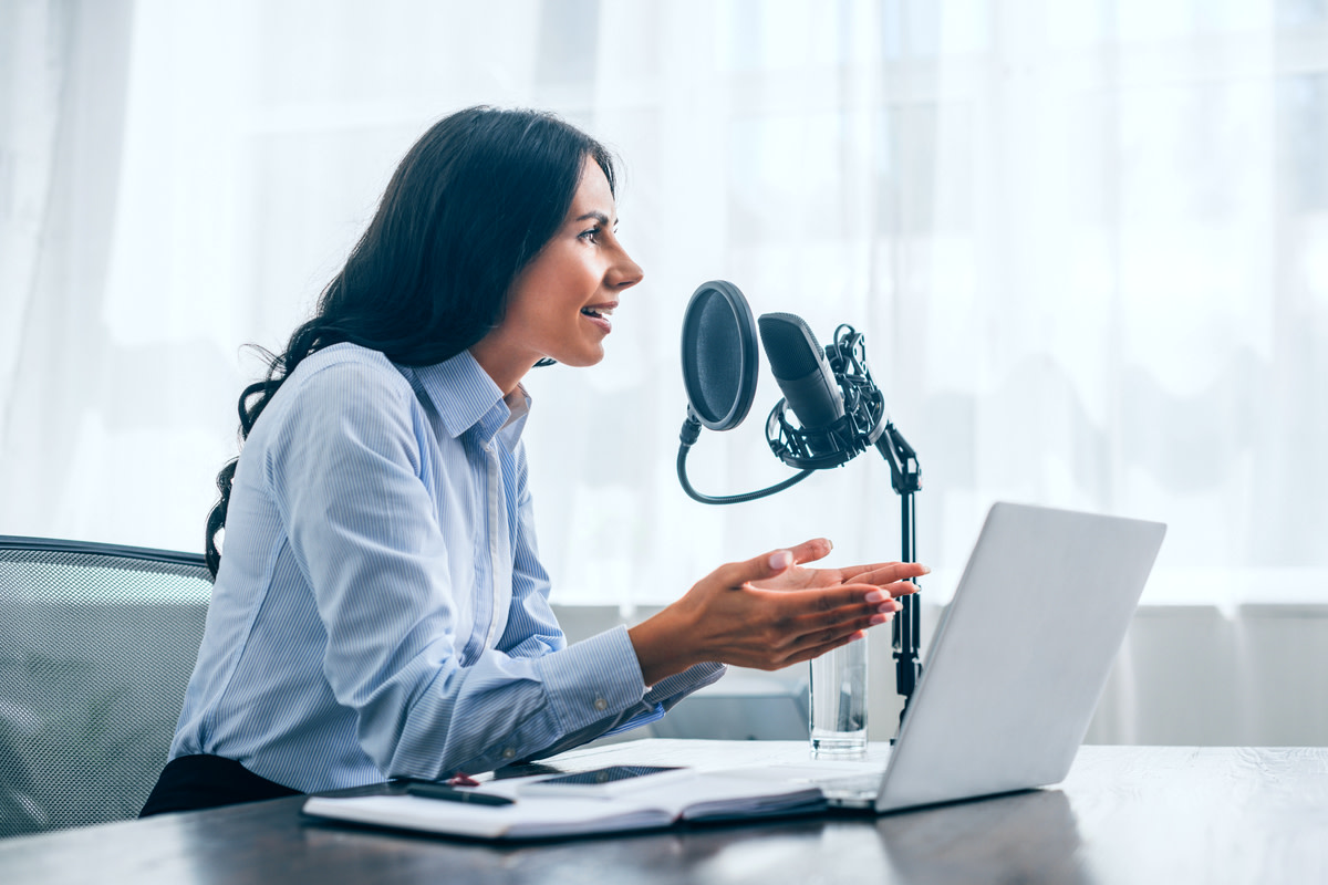 podcast in radio studio