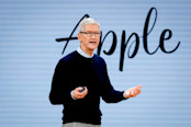 Tim Cook, CEO of Apple Inc., speaks during the launch event