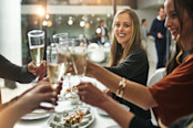 Shot of friends having a dinner party at a restaurant