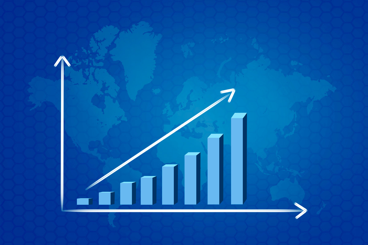 blue graph in map background