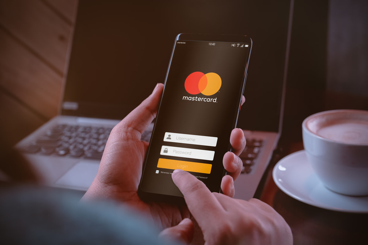 Smartphone with Mastercard logo