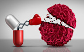 Cancer drugs fighting a cancerous cell