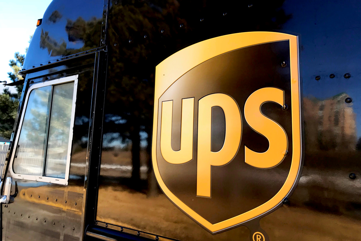The side of a UPS delivery truck