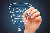 Hand sketching sales or revenue funnel marketing concept